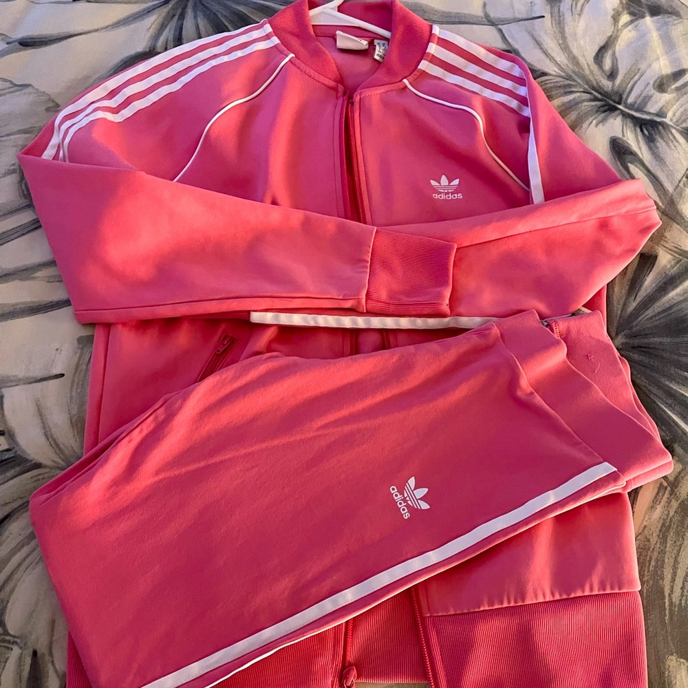 Adidas pink full track set